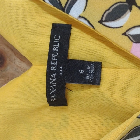 Banana Republic Yellow Floral Sleeveless Pleated Skirt Dress Size 6 - Picture 6 of 11